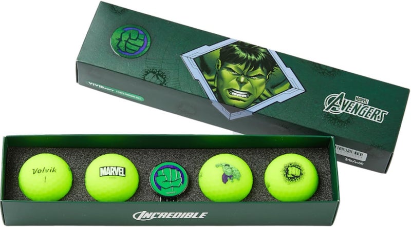 Volvik Vivid Soft Marvel Golf Ball Gift Set with Ball Marker (4 Pack) - Image 1